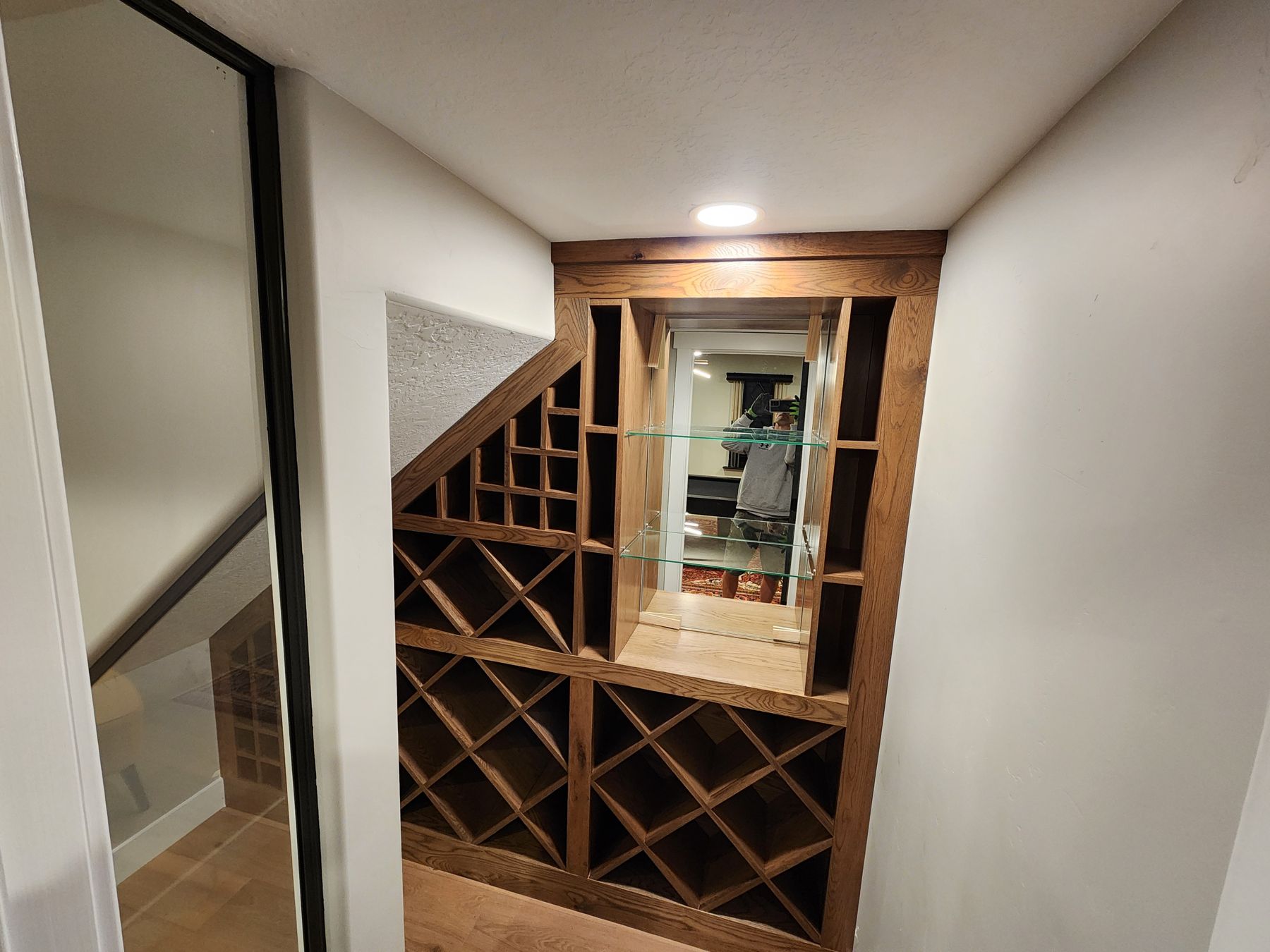Custom white oak liquor cabinet and wine humidor