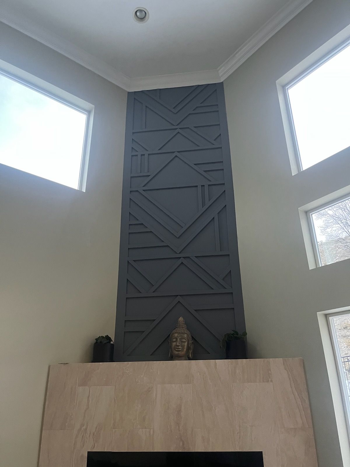 Custom accent wall above fireplace